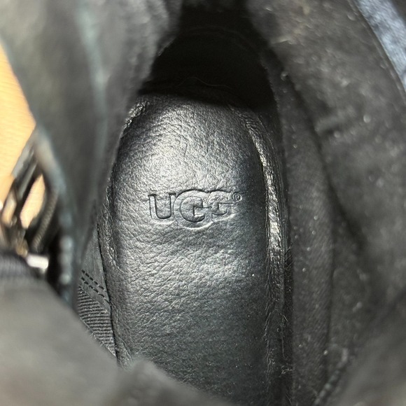 UGG Oriana Calf Hair Boots Womens 7.5 Black Block Heel Lace Up - Picture 10 of 11